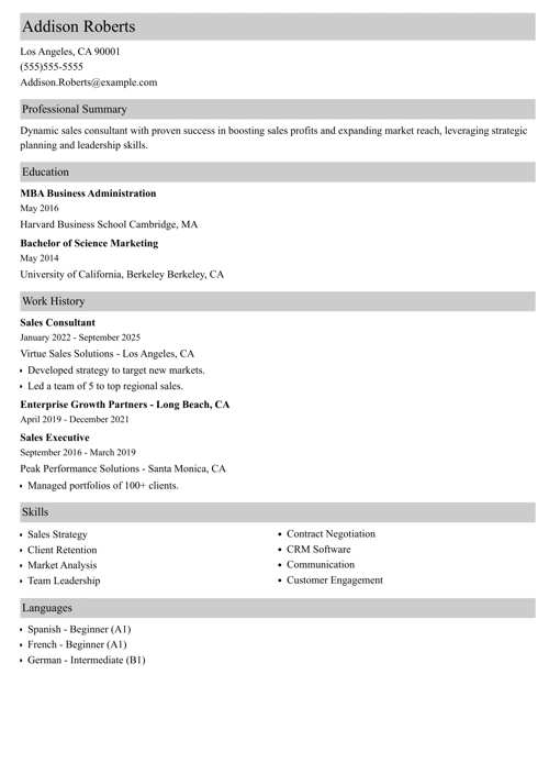 sample resume example