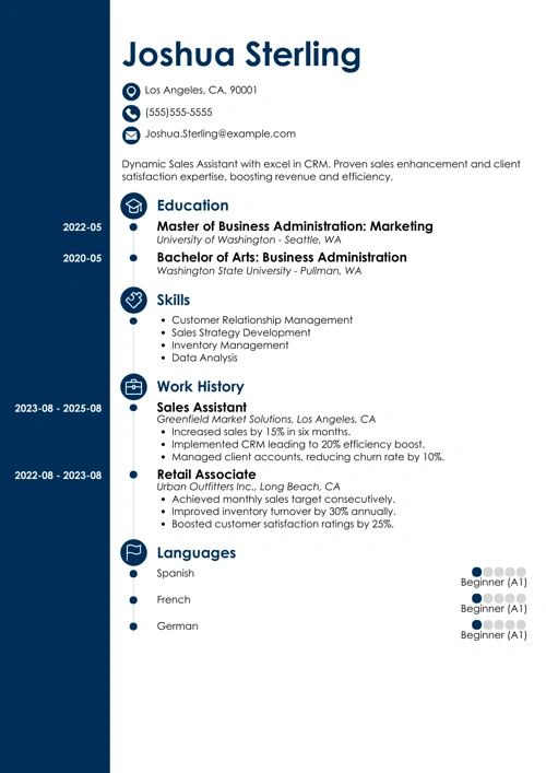 Sales Assistant Resume Sample