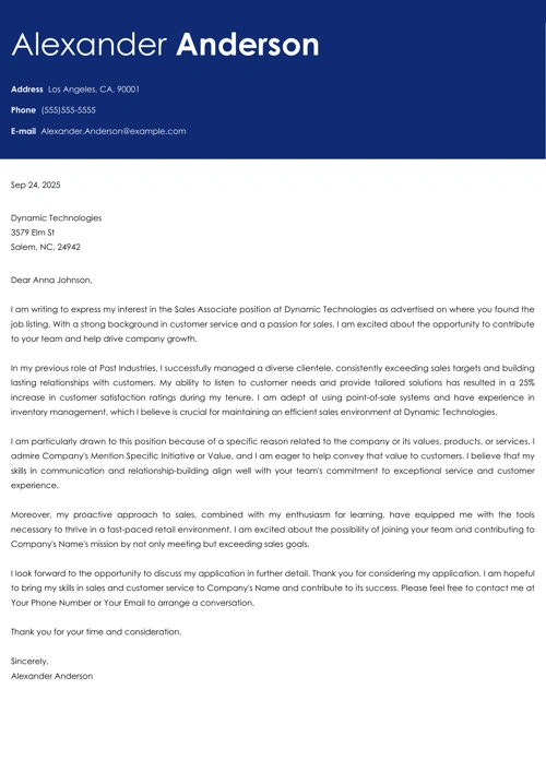 sample cover letter example
