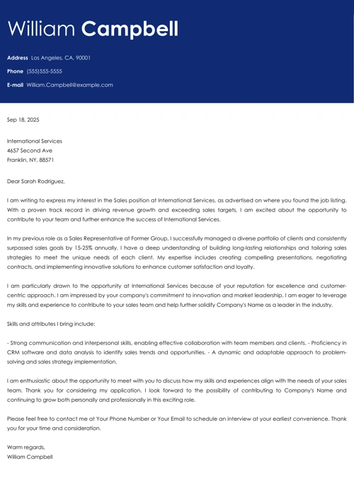 sample cover letter example