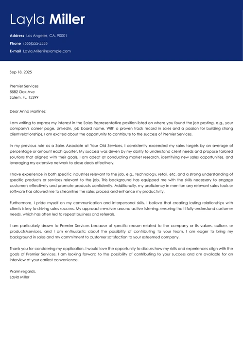 sample cover letter example