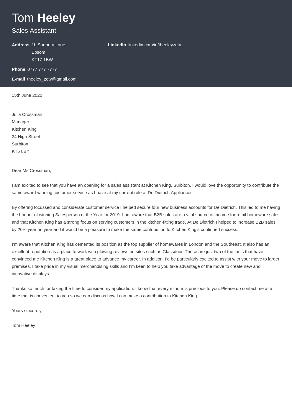 Cover Letter Example For Sales Sales Cover Letter Example & Writing