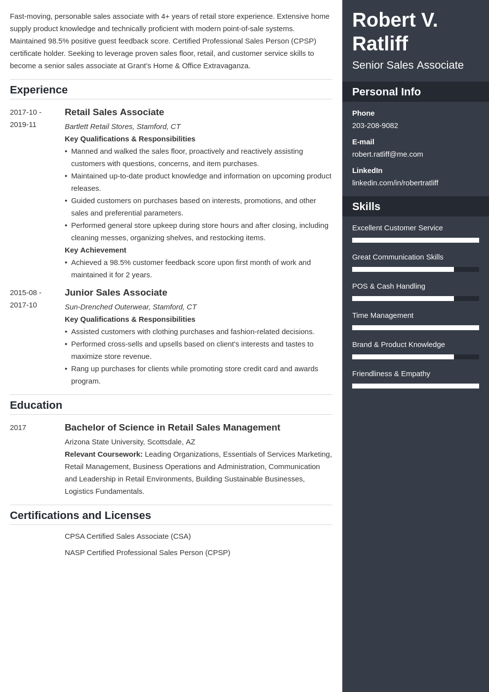 sales associate resume template enfold