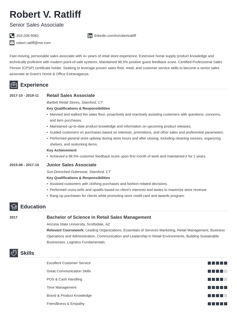 sales associate resume template iconic
