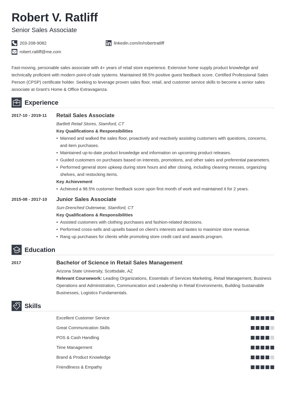 Resume For Retail Sales Associate With No Experience   Sales Associate Resume Template Iconic 