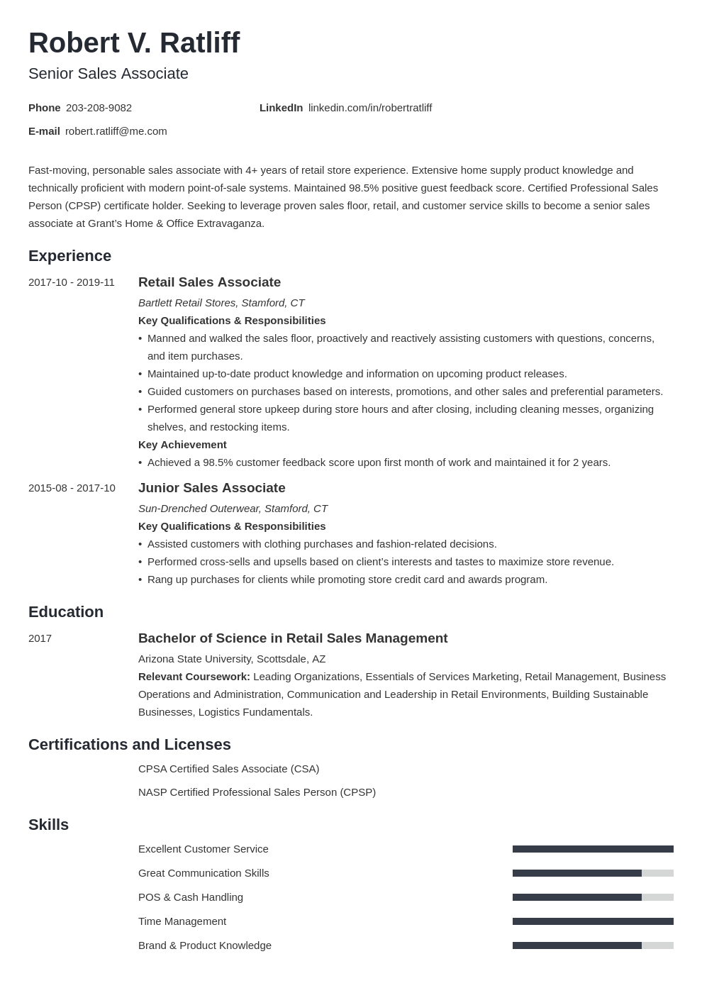 Sales Associate Resume Example Job Description   Sales Associate Resume Template Minimo 