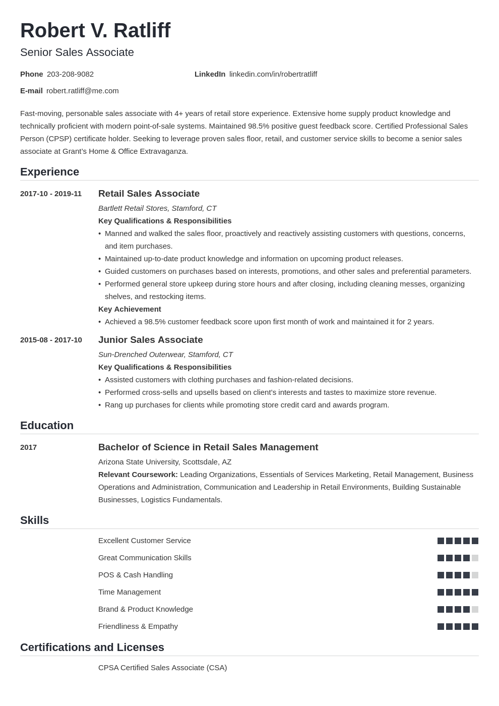 Sales Associate Resume Examples [+Job Description & Skills]