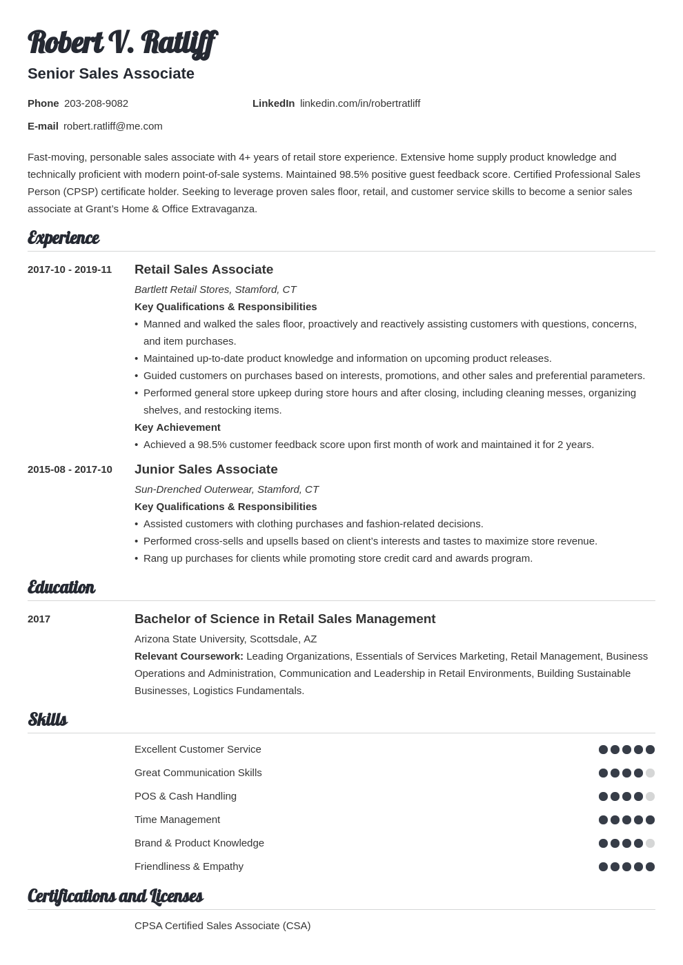 Sales Associate Resume [Example + Job Description]