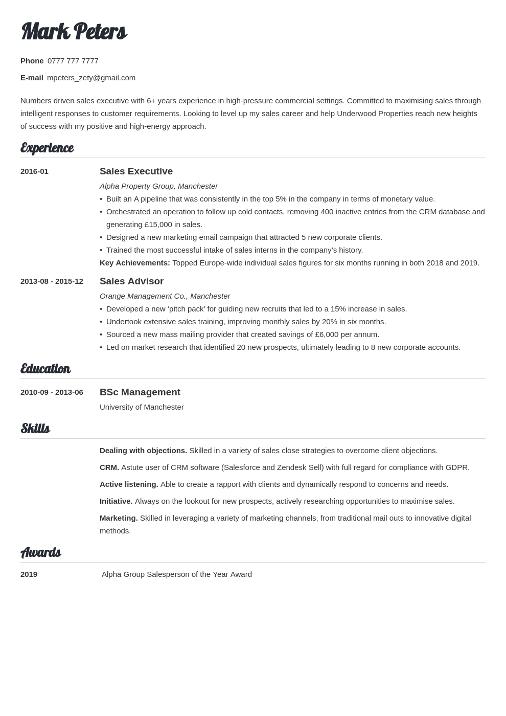 Sales Cv: Examples And How-to-write Guide (+template)