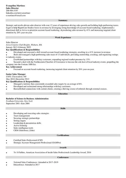 sample resume example