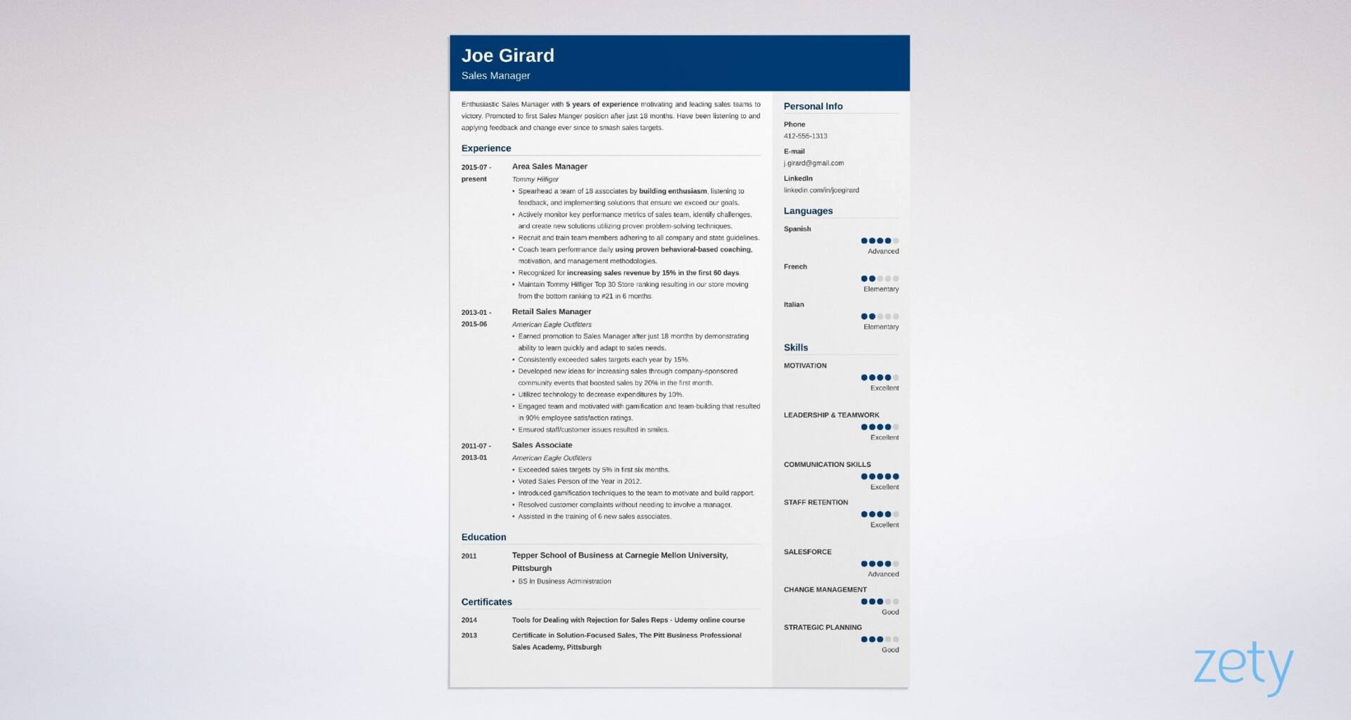 Assistant Sales Manager Cv Example : 1 - Increased staff training to drive lead conversion up 20%.