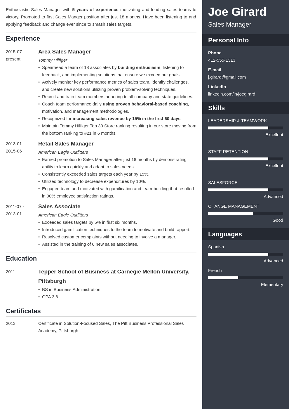 sales manager resume example template enfold
