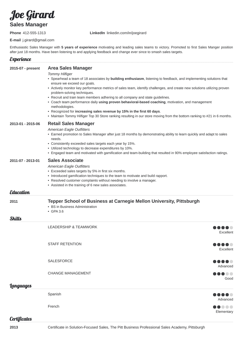 Sales Manager Resume Examples Templates Amp Key Skills