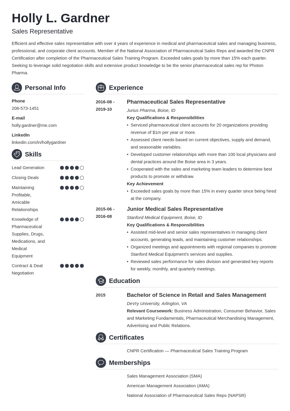 Sales Representative Resume Examples and Templates 2023