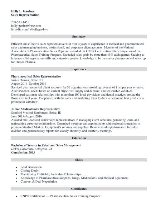 resume summary with little experience