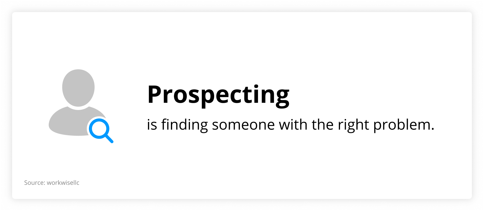 graph showing that prospecting is finding someone with the right problem