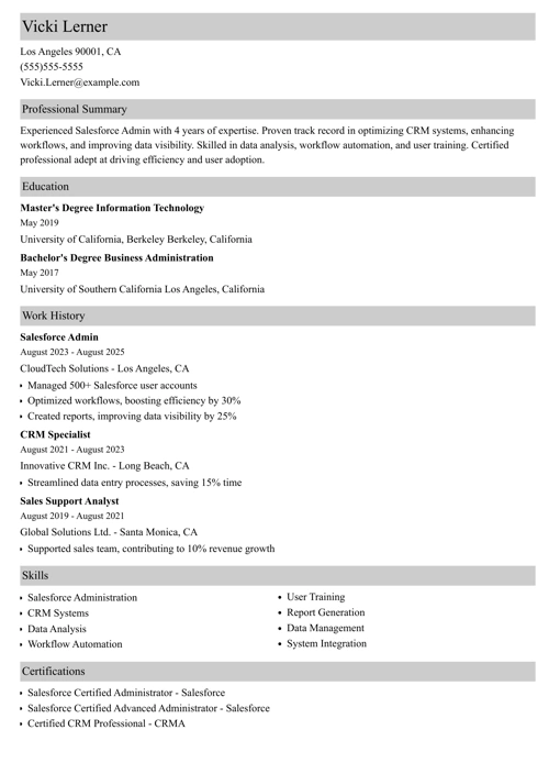sample resume example