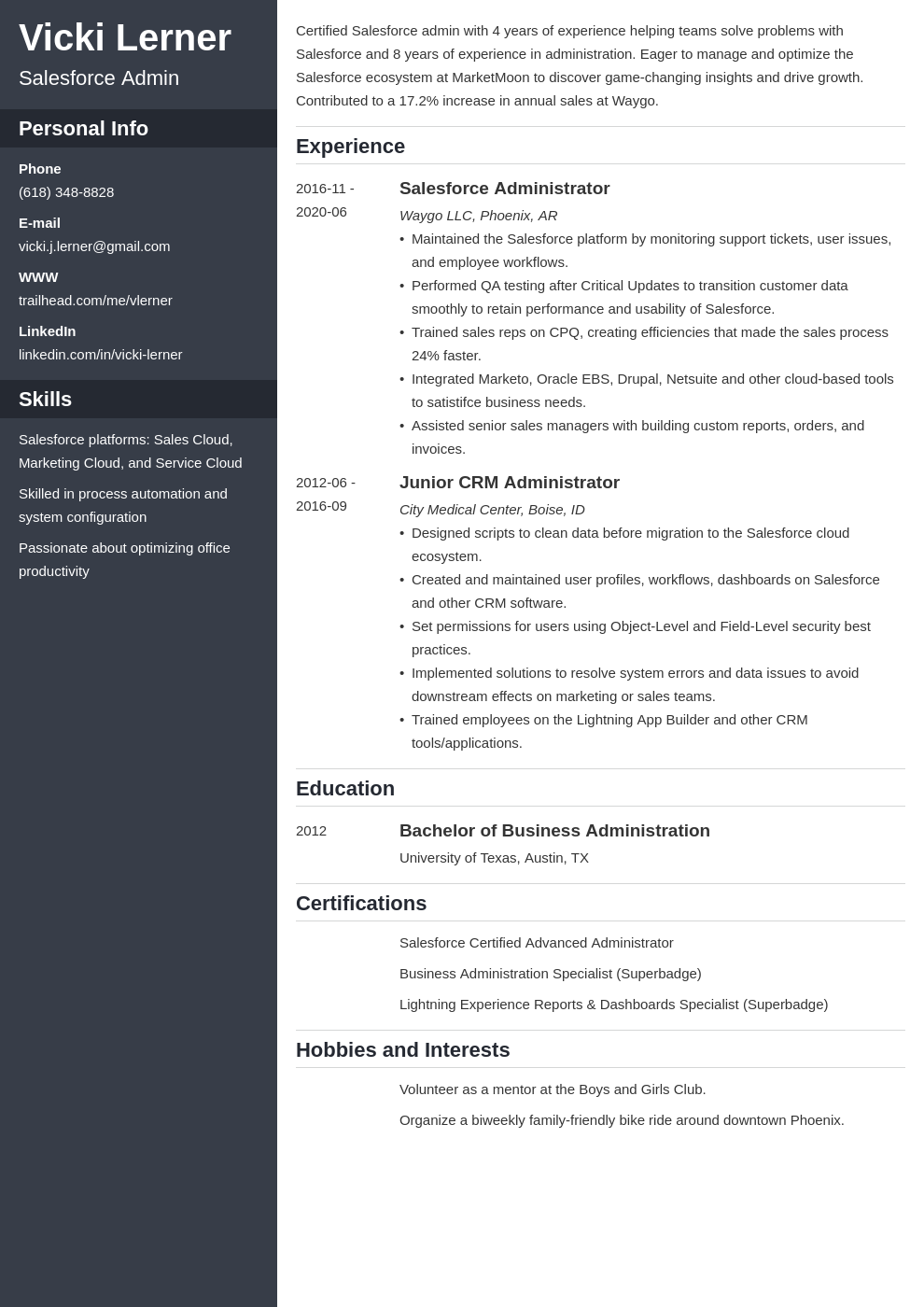 Sample Resume For Salesforce Admin Salesforce Cpq Developer Resume