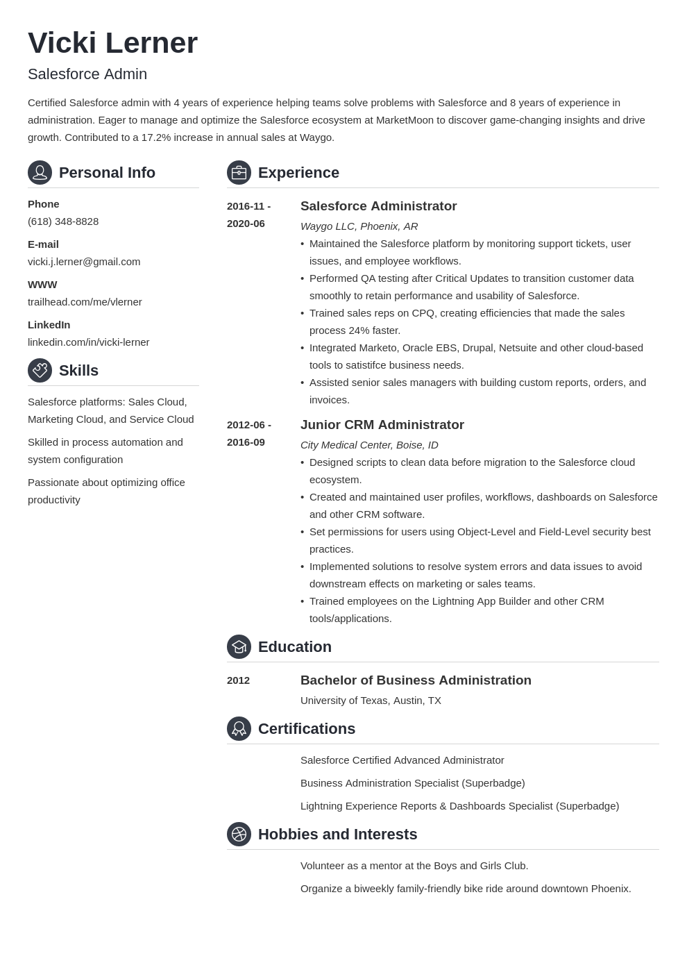 Salesforce Admin Resume Sample and Guide [20+ Tips]