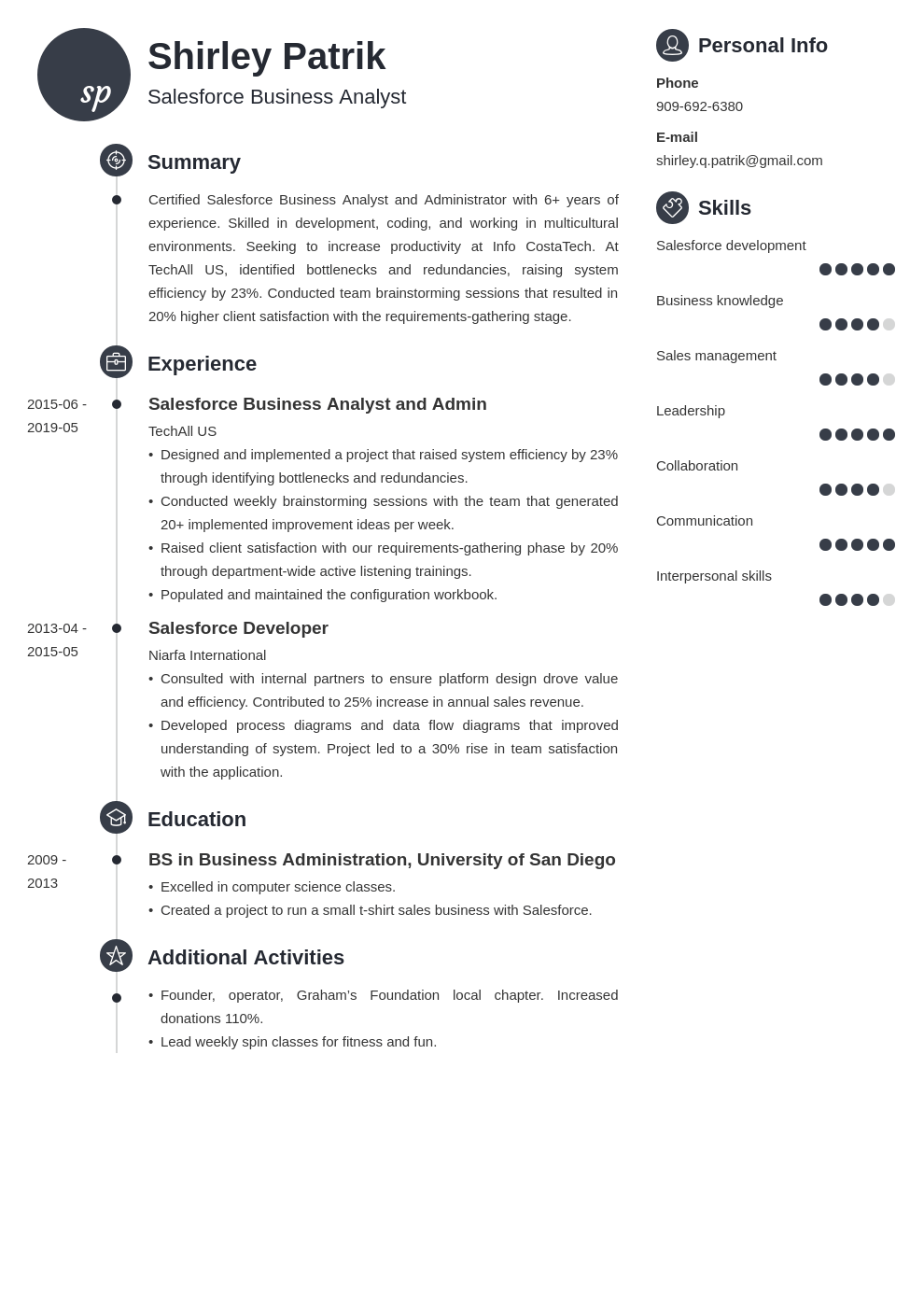 Salesforce Resume Samples (Analyst, Administrator or Dev)