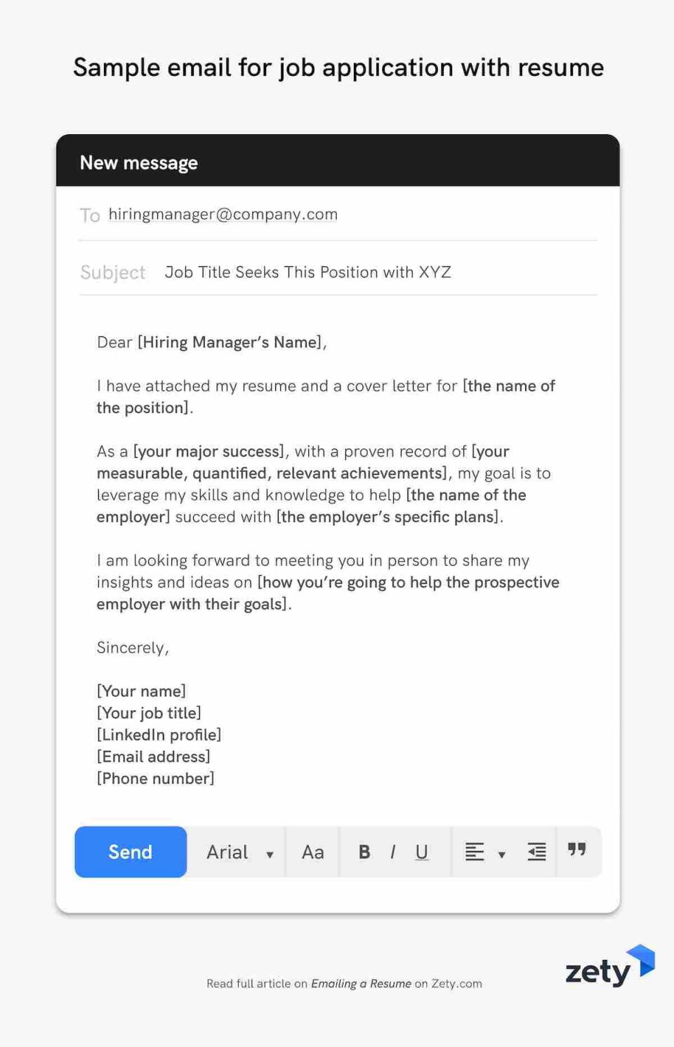 Email body job application sample