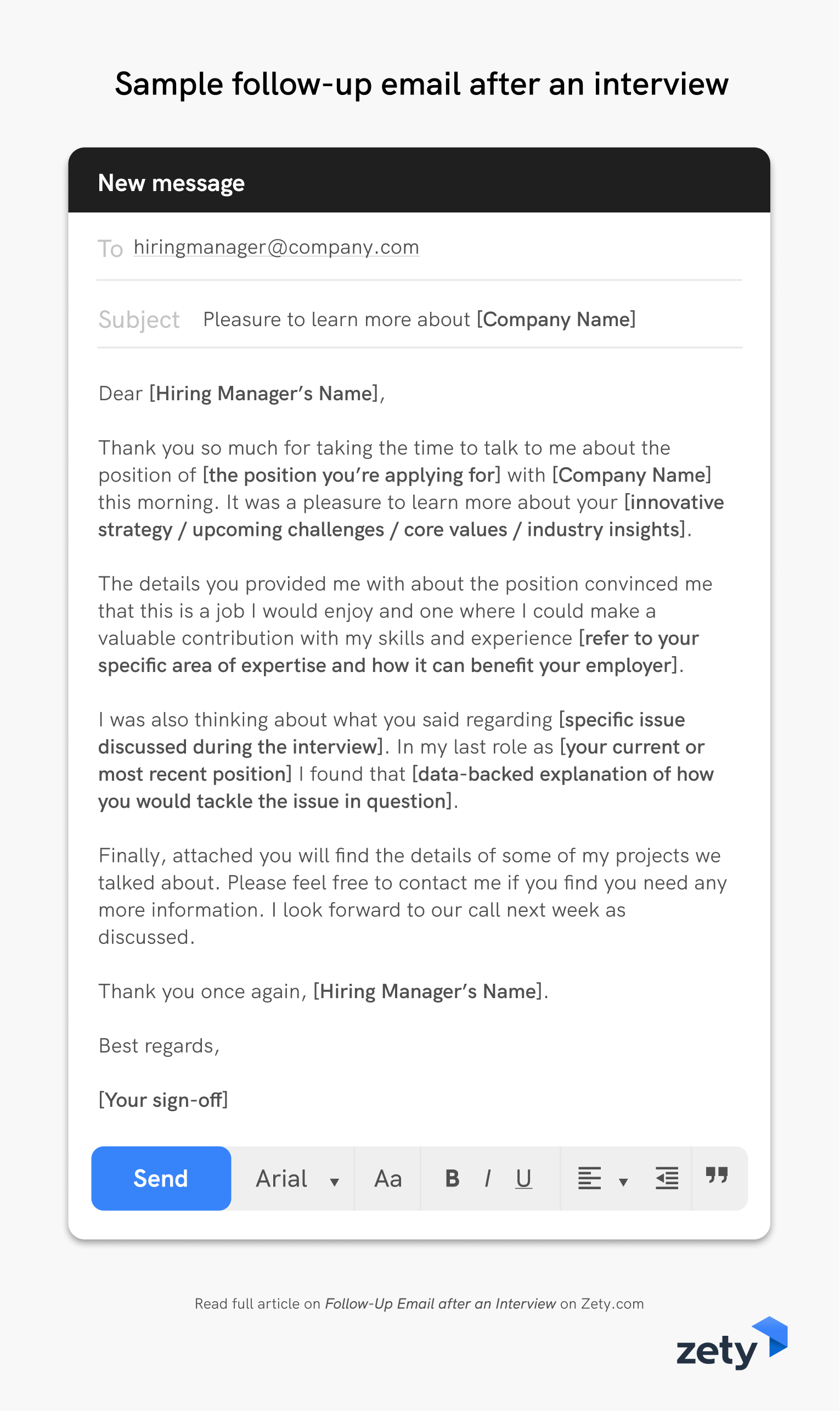 Sample follow-up email after an interview