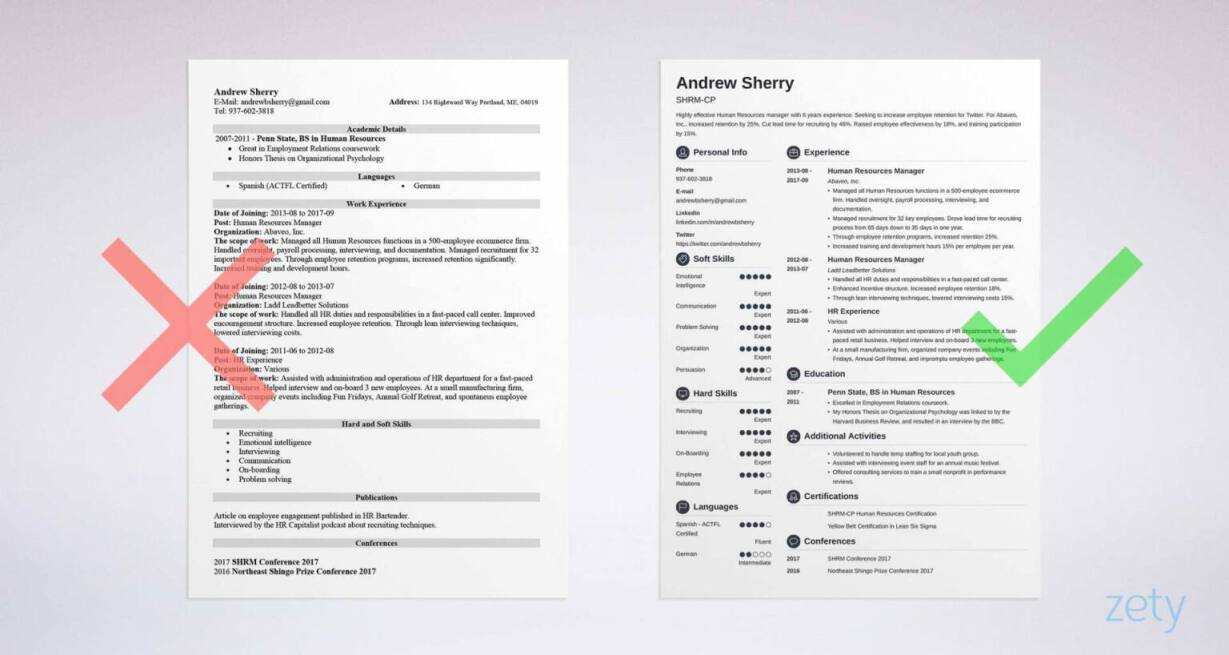 correct paper size of resume