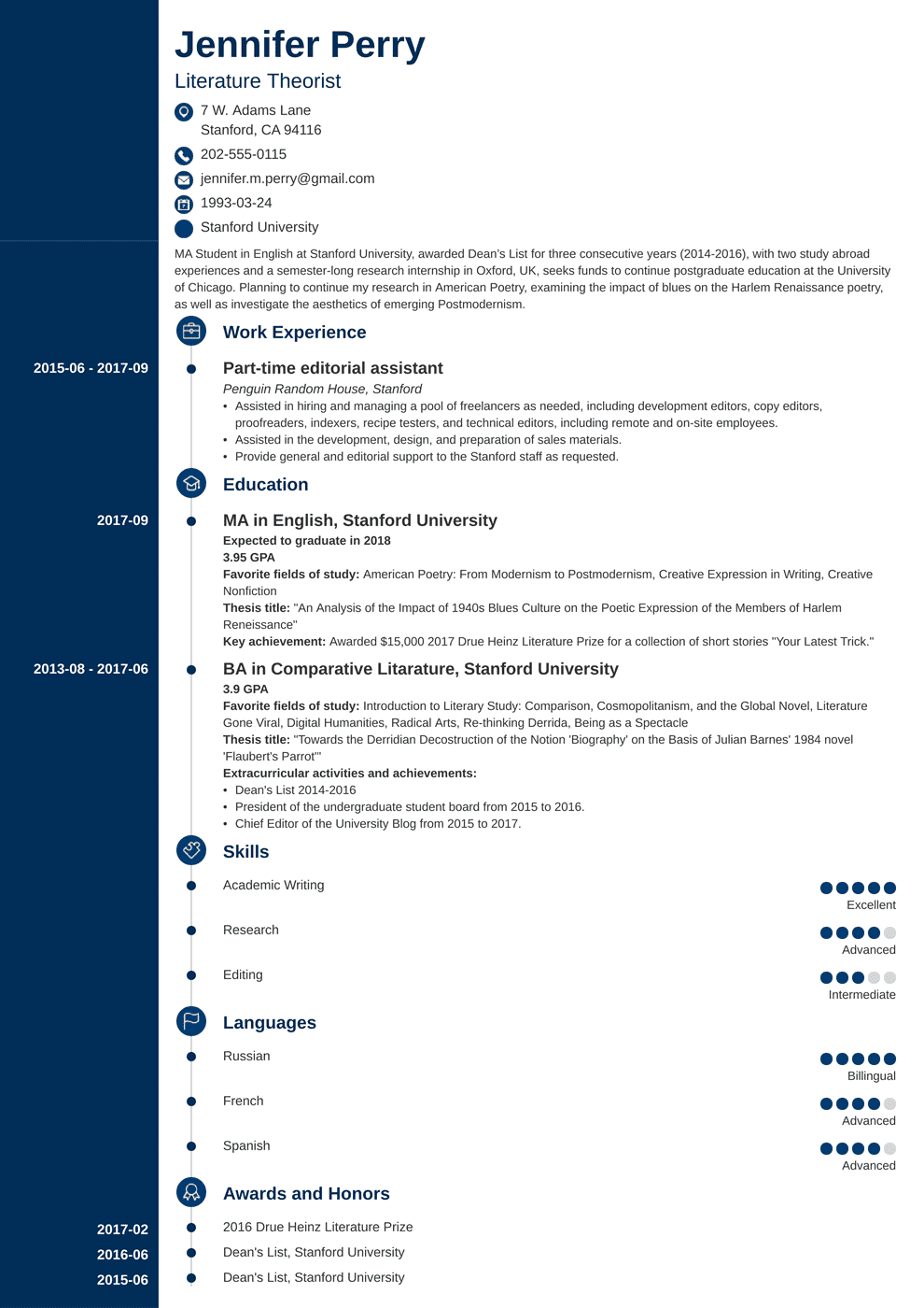 Free Scholarship Resume Template