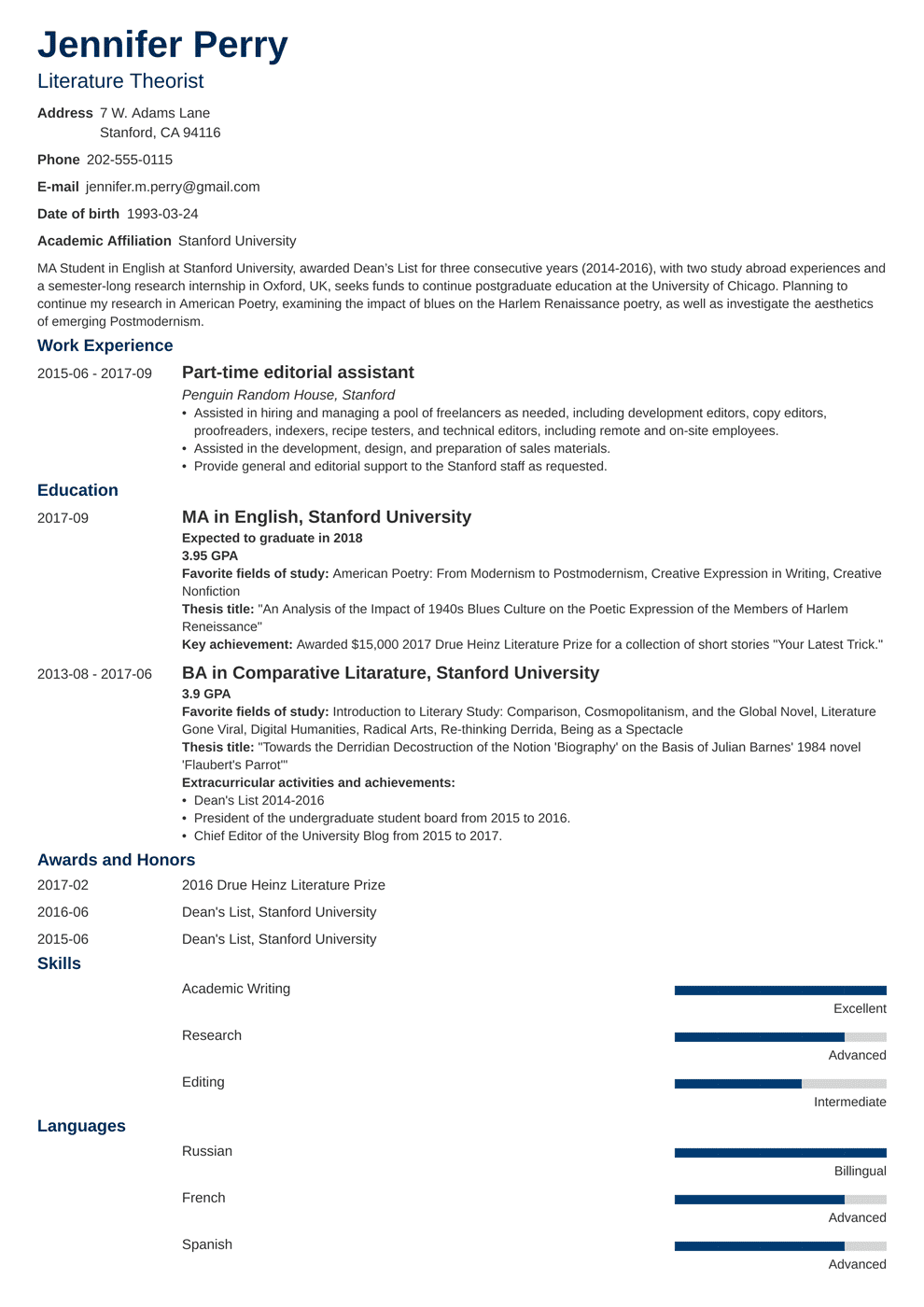 Stanford Resume Template from cdn-images.zety.com
