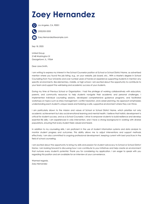 sample cover letter example