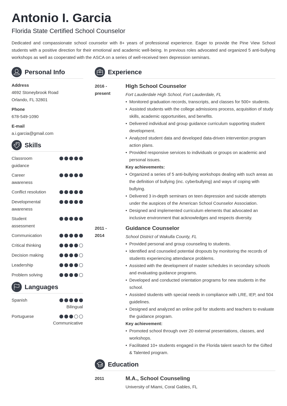 school counselor resume example template crisp