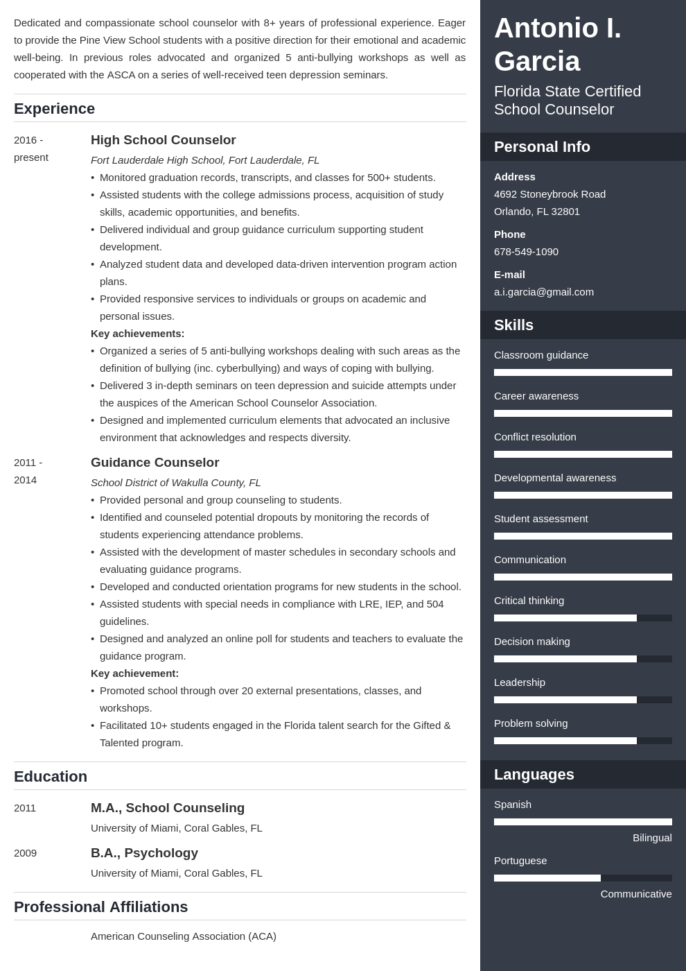 school counselor resume example template enfold