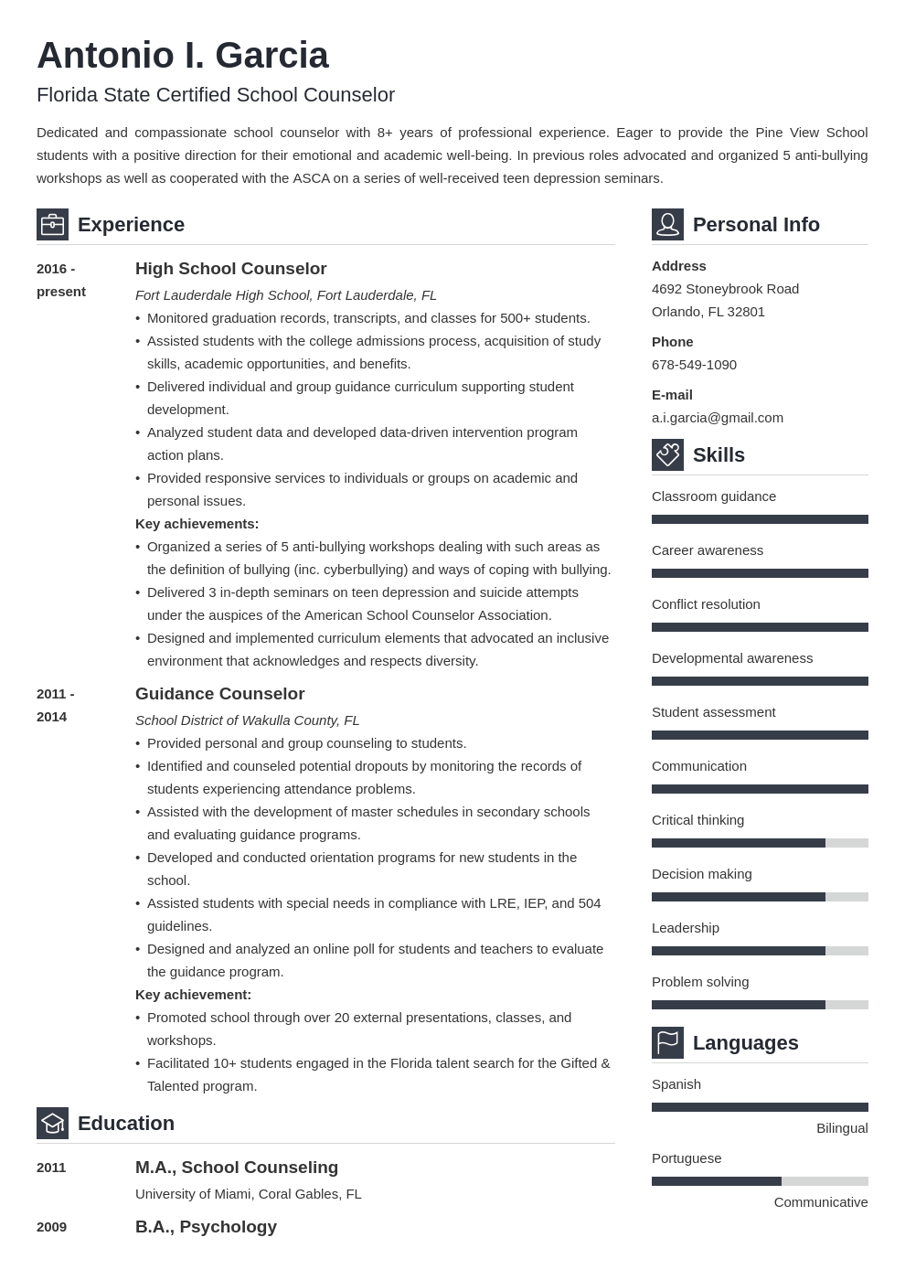 school counselor resume example template vibes