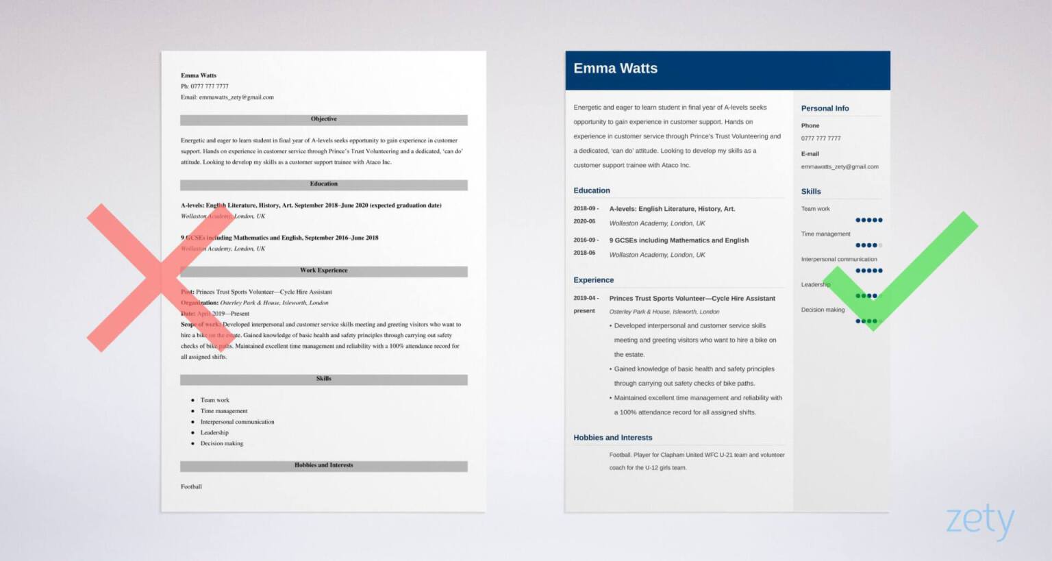 school-leaver cv templates