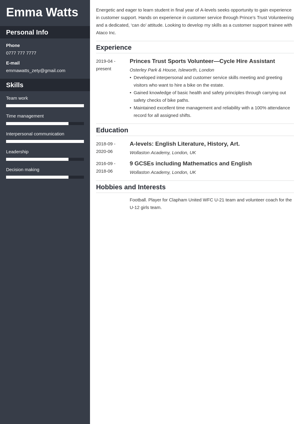 How To Write A School Leaver CV Template Examples 