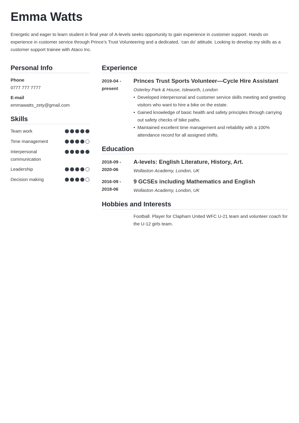 How To Write A School Leaver Cv Template Examples Images
