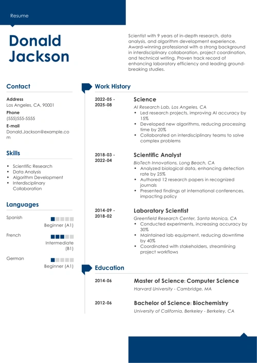 science resume example