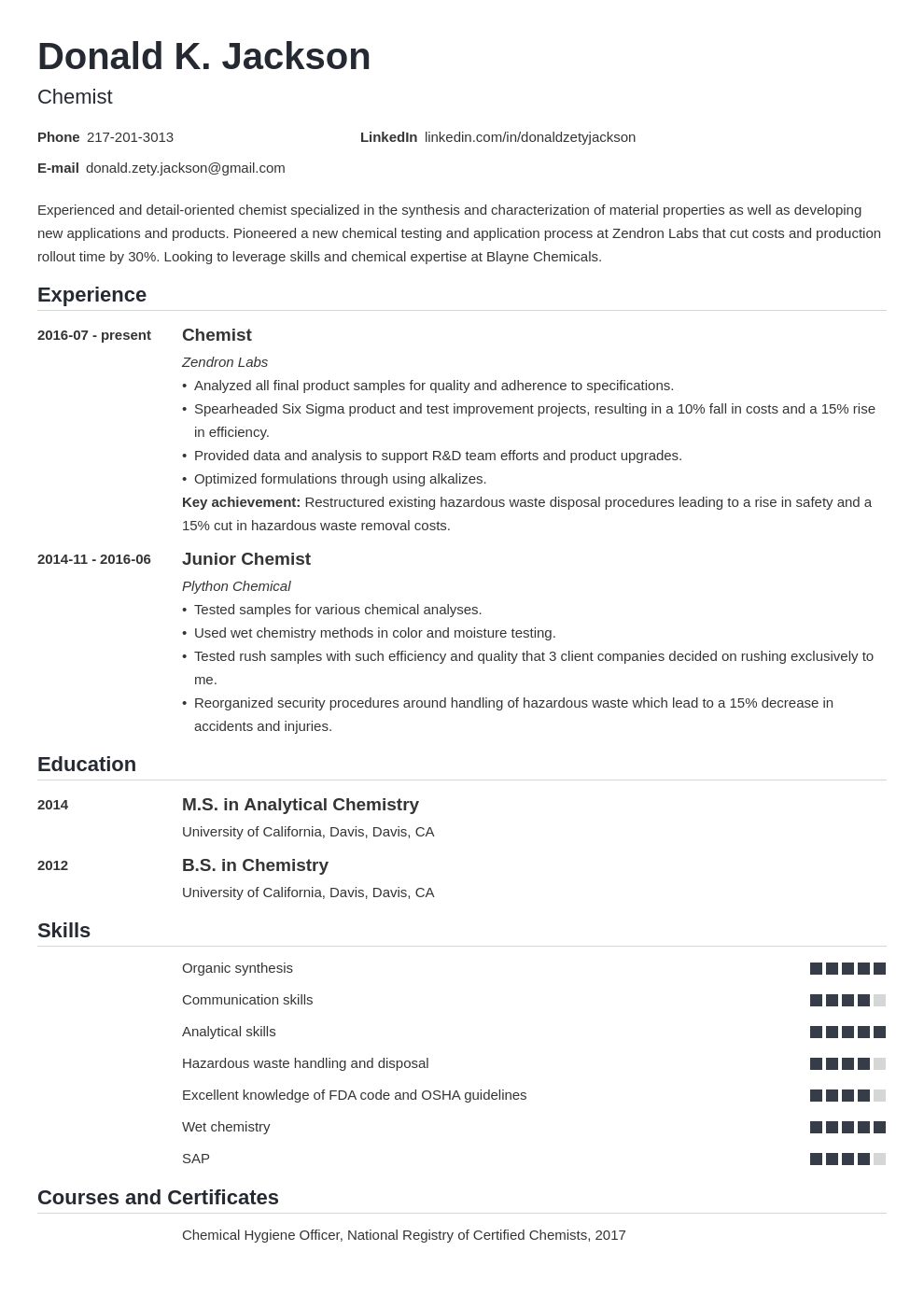 Science Resume Template (Tips & CV Examples for Scientist)