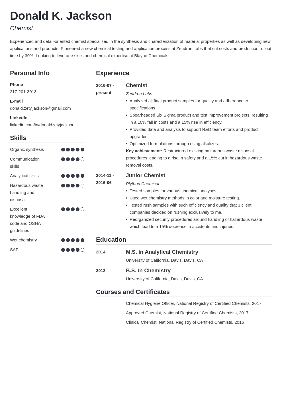 science resume example template simple