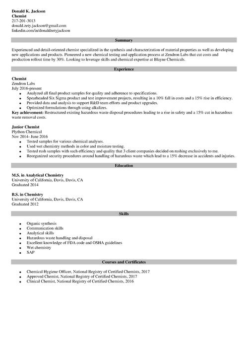 science resume example