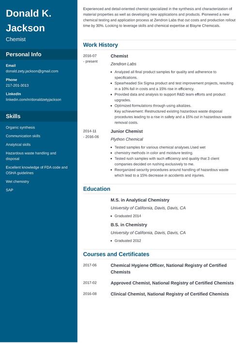 science resume example