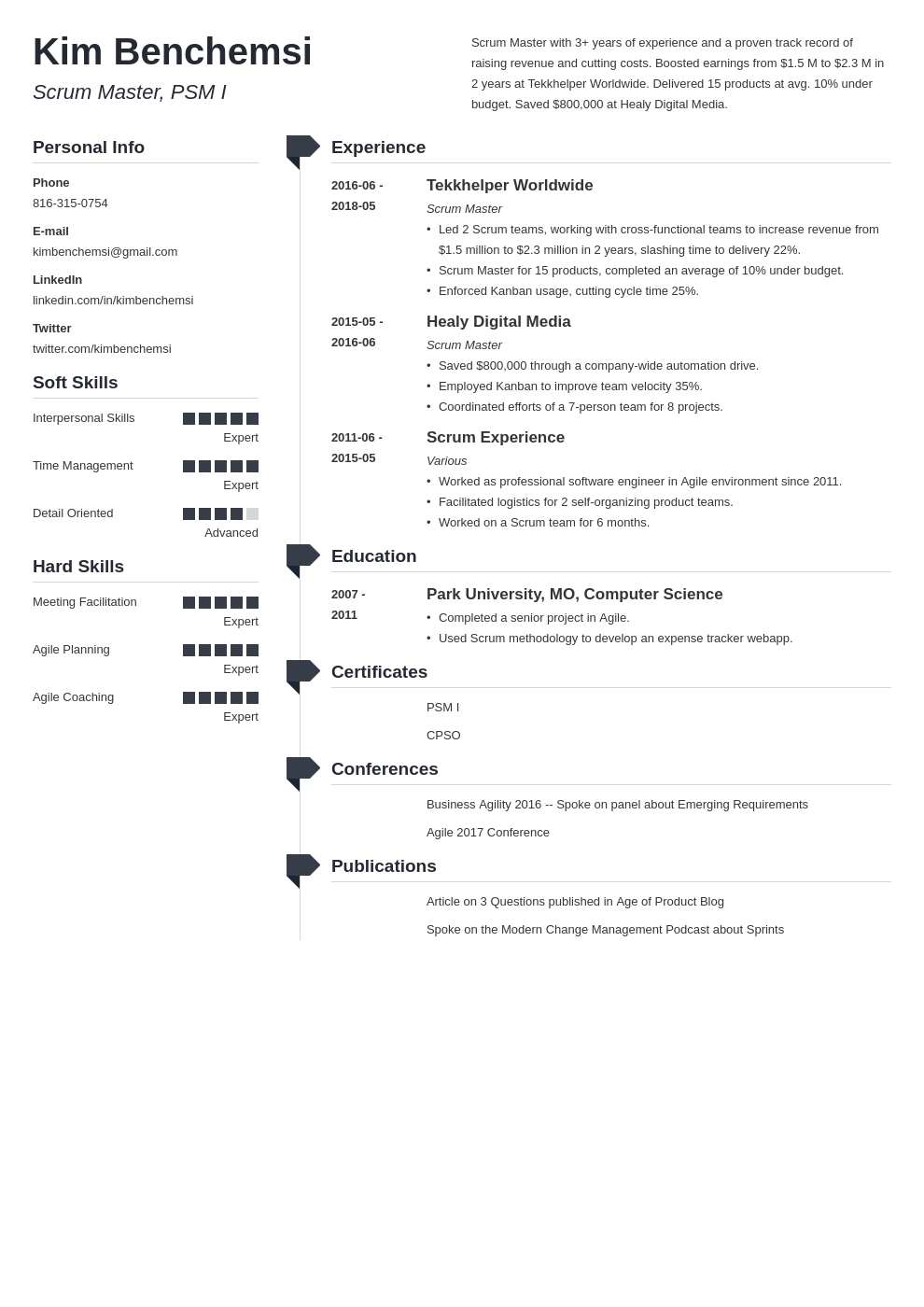 scrum master resume example template muse