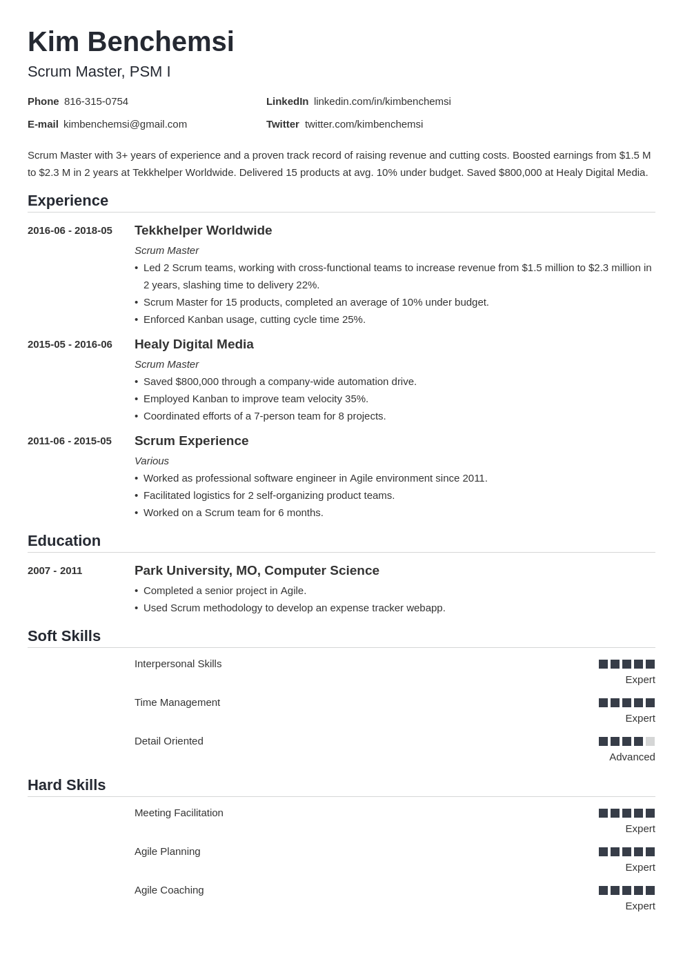 scrum master resume example template nanica