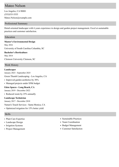 sample resume example
