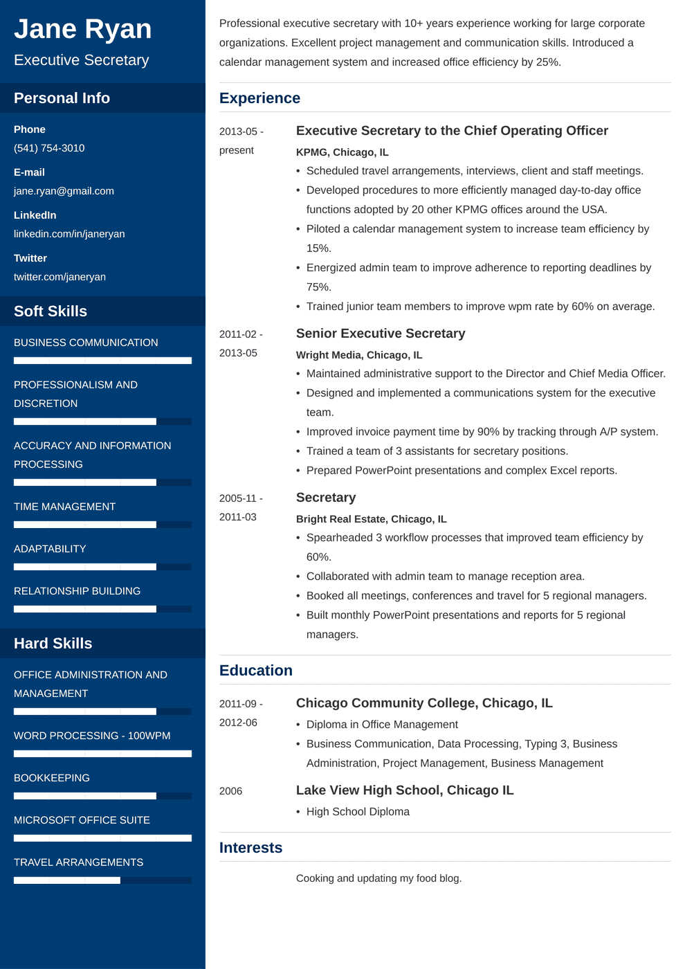 Secretary Resume: Examples of Skills, Duties, & Objectives