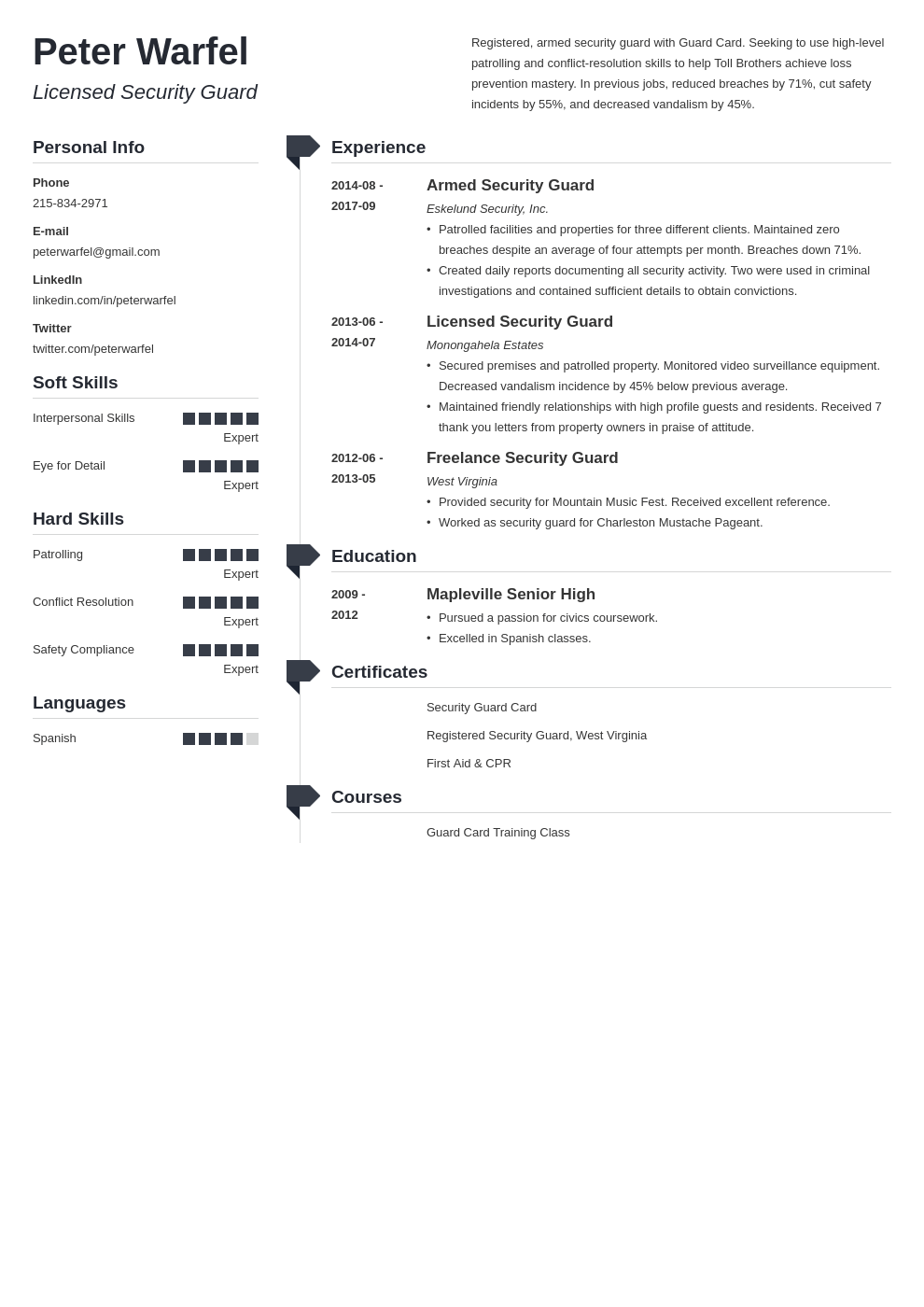 security guard resume example template muse