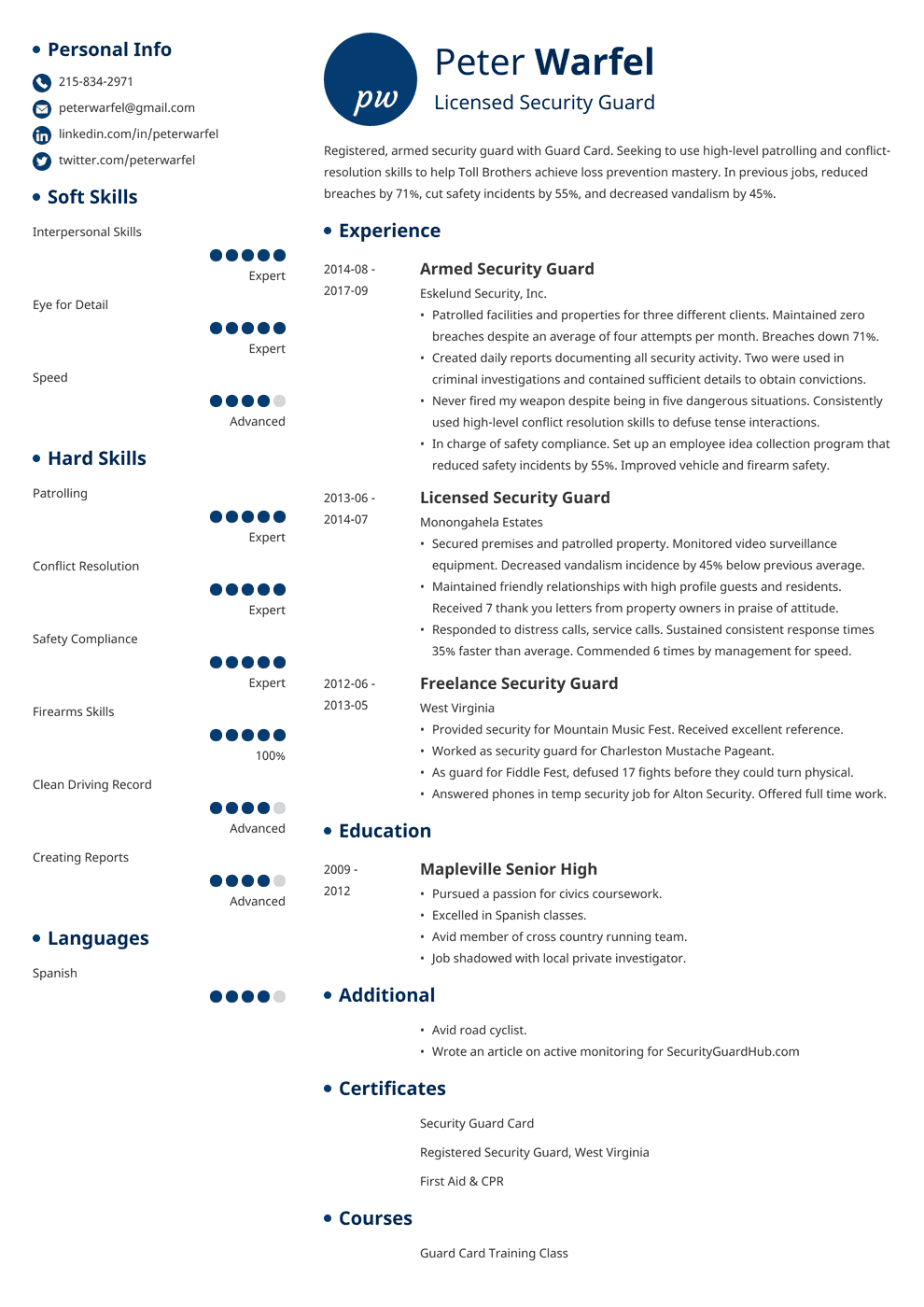 Security Guard Resume & Examples of Job Descriptions