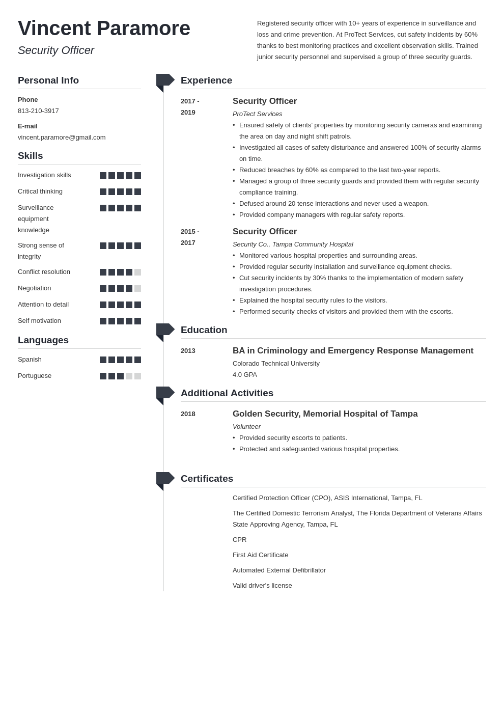 security officer resume example template muse