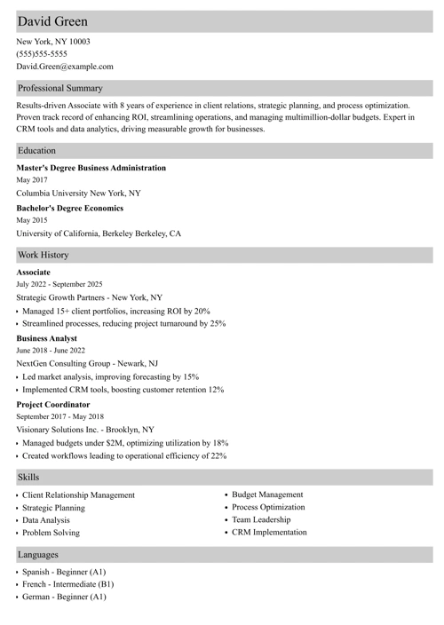 sample resume example