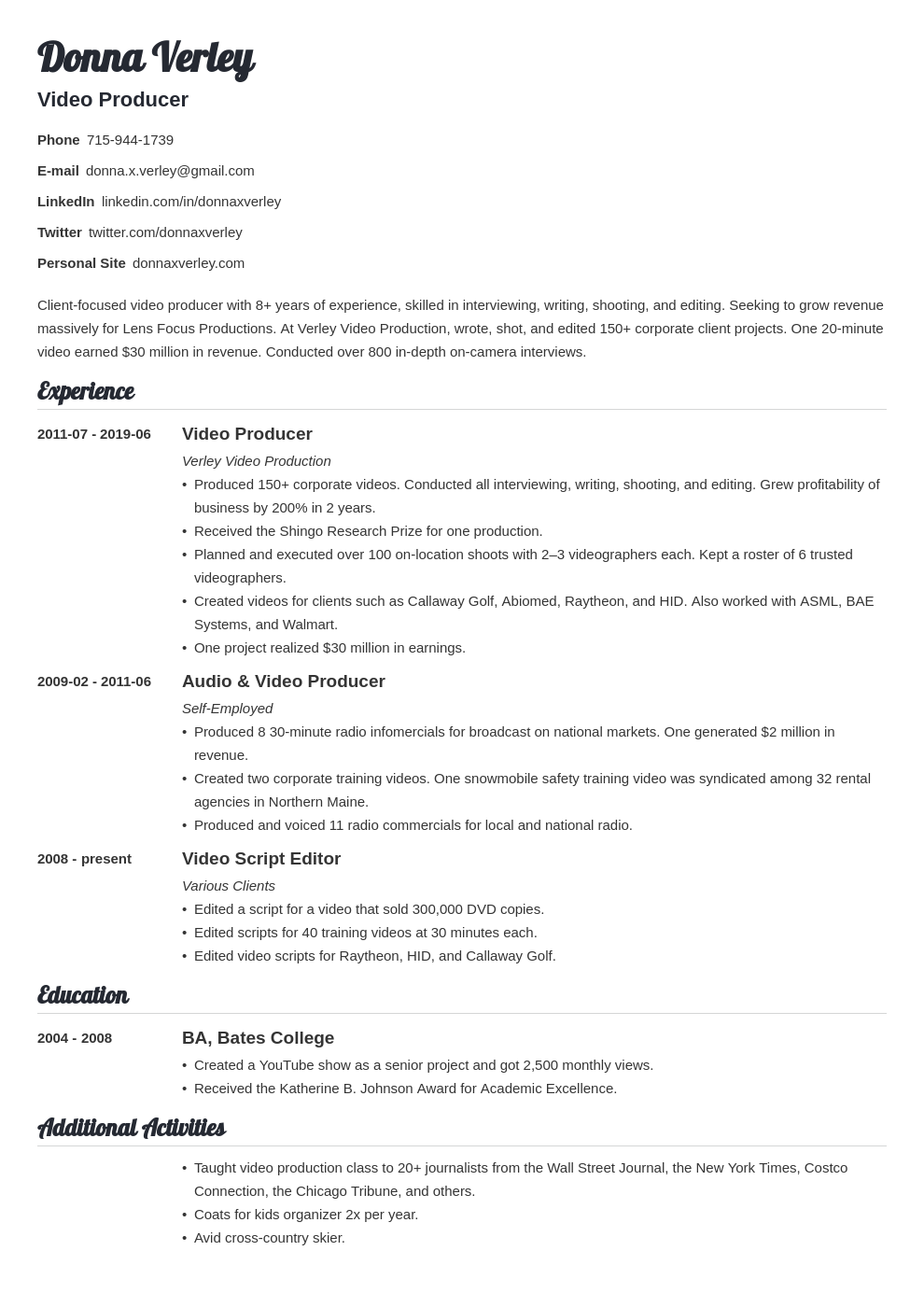 help with a resume
